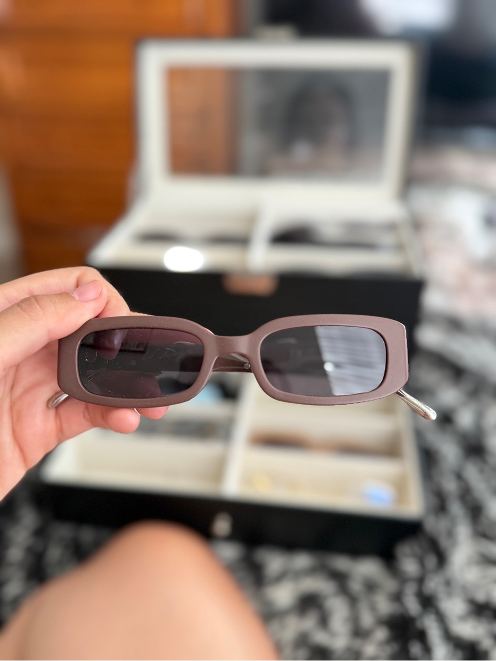 DEZI Brown Rectangular Women's Sunglasses